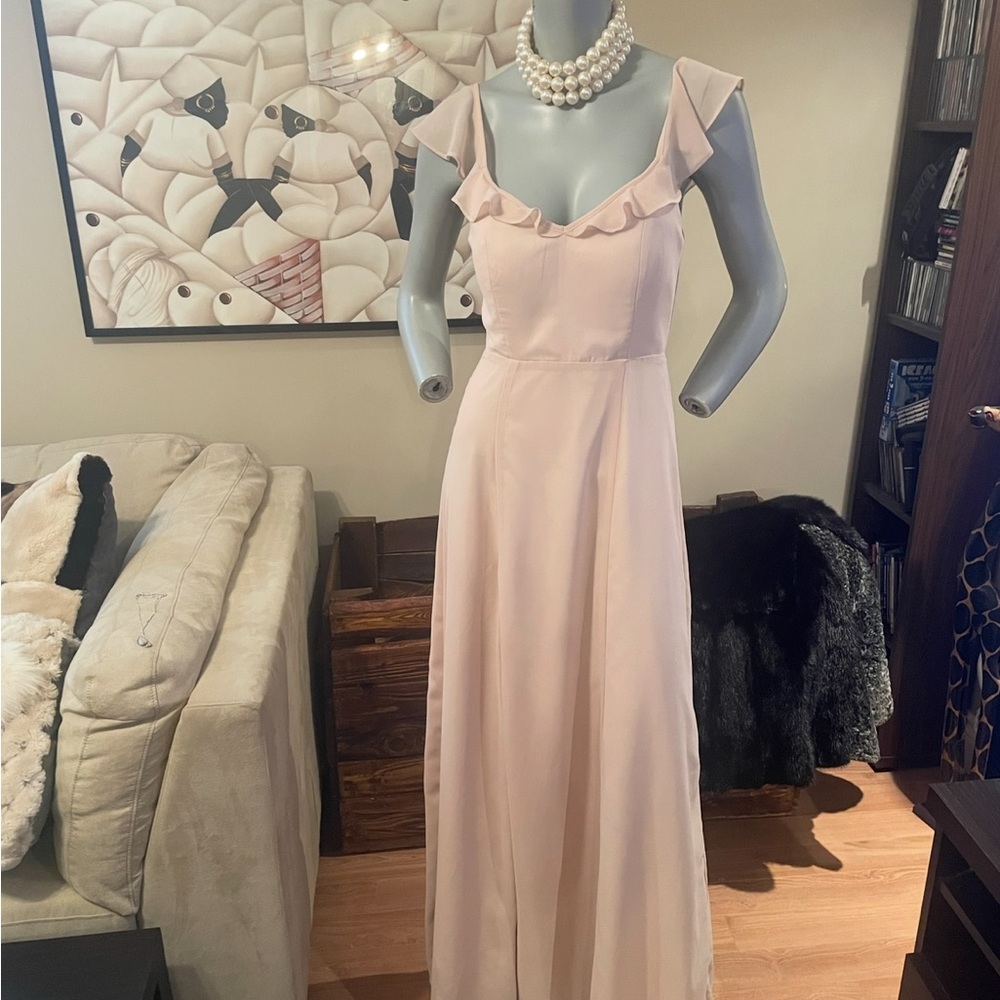 Minuet Petite Pink Ruffled Maxi Gown for any formal occasion❤️S